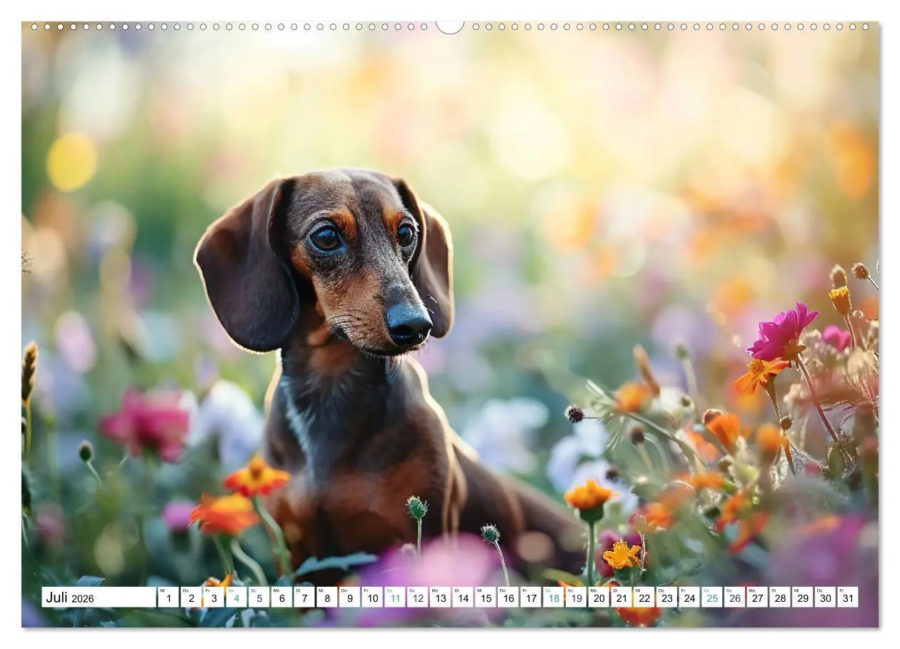Bild: 9783457400784 | Zauberhafte Dackel (Wandkalender 2026 DIN A2 quer), CALVENDO...