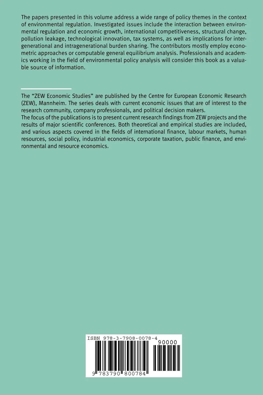 Rückseite: 9783790800784 | Empirical Modeling of the Economy and the Environment | Taschenbuch