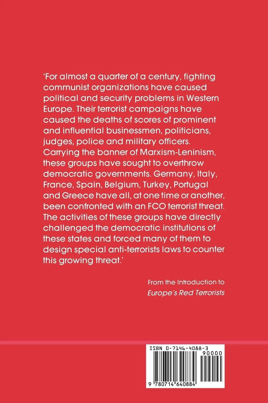 Rückseite: 9780714640884 | Europe's Red Terrorists | The Fighting Communist Organizations | Buch