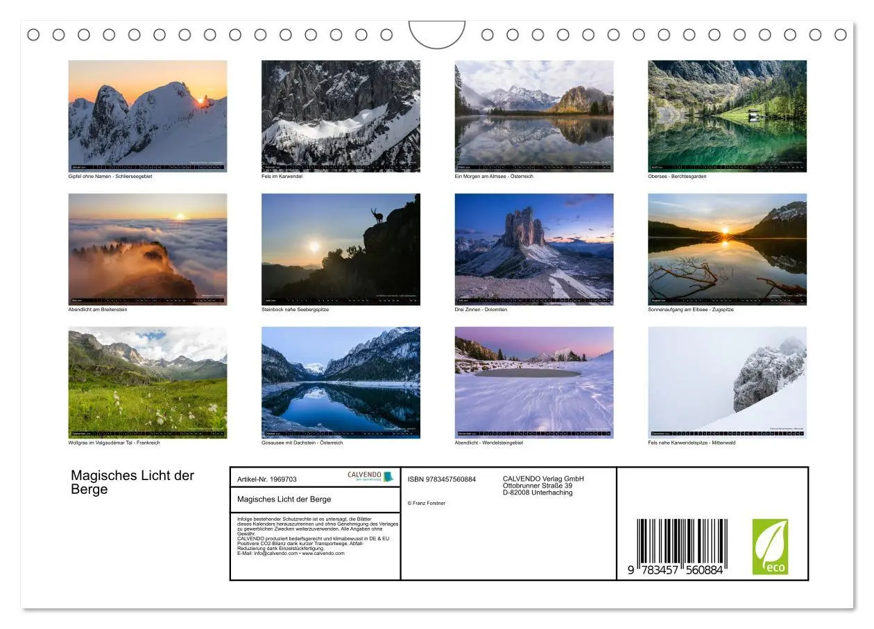 Bild: 9783457560884 | Magisches Licht der Berge (Wandkalender 2026 DIN A4 quer), CALVENDO...