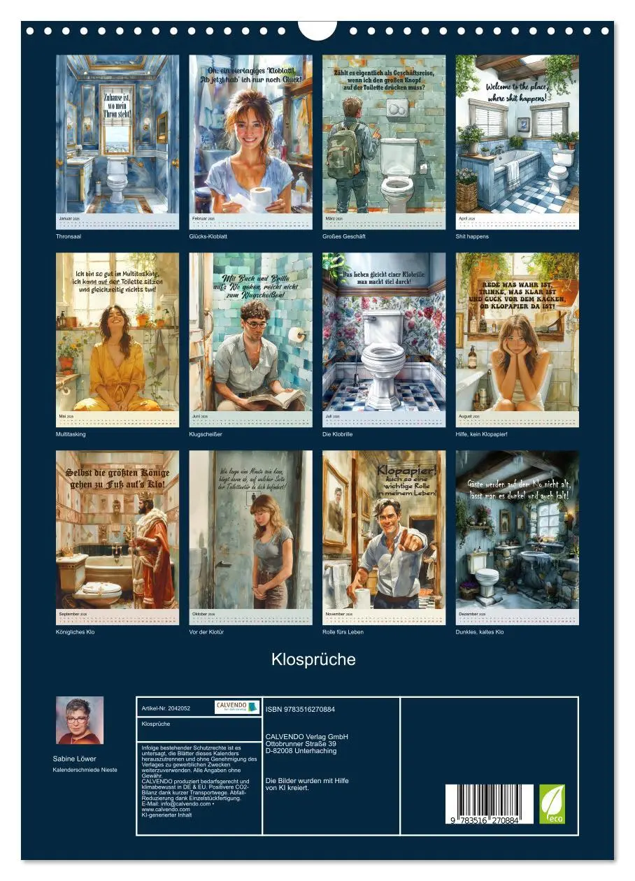 Bild: 9783516270884 | Klosprüche (Wandkalender 2026 DIN A3 hoch), CALVENDO Monatskalender