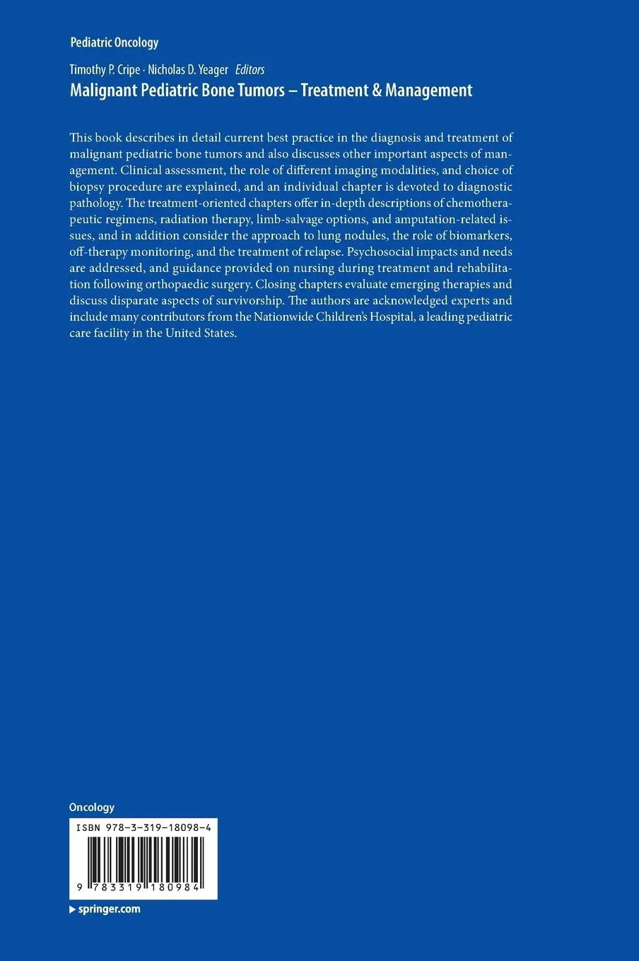 Rückseite: 9783319180984 | Malignant Pediatric Bone Tumors - Treatment &amp; Management | Buch | xii