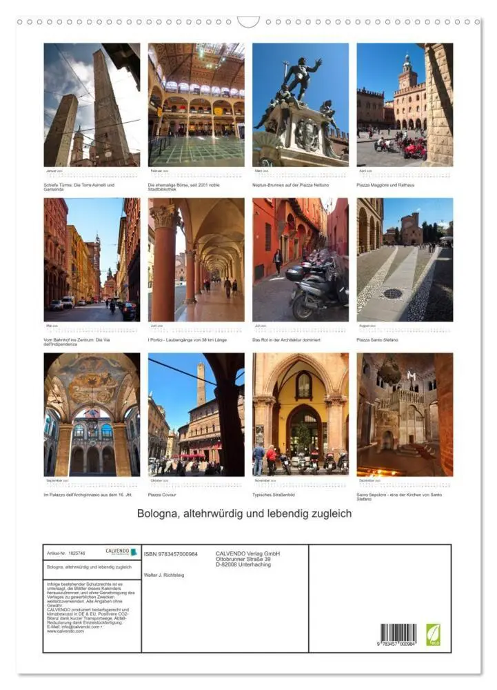 Bild: 9783457000984 | Bologna, altehrwürdig und lebendig zugleich (Wandkalender 2025 DIN...