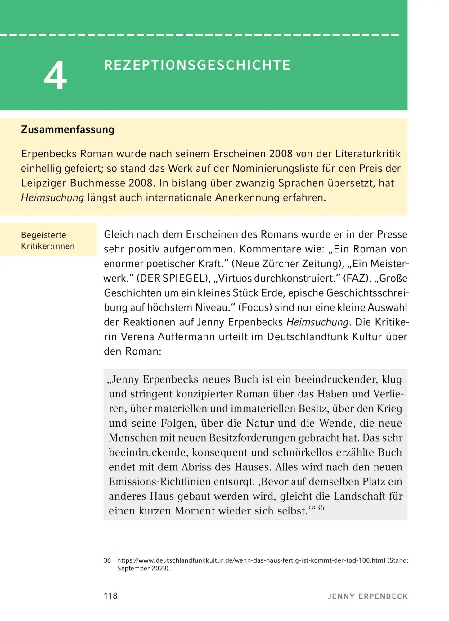 Bild: 9783804420984 | Heimsuchung von Jenny Erpenbeck - Textanalyse und Interpretation