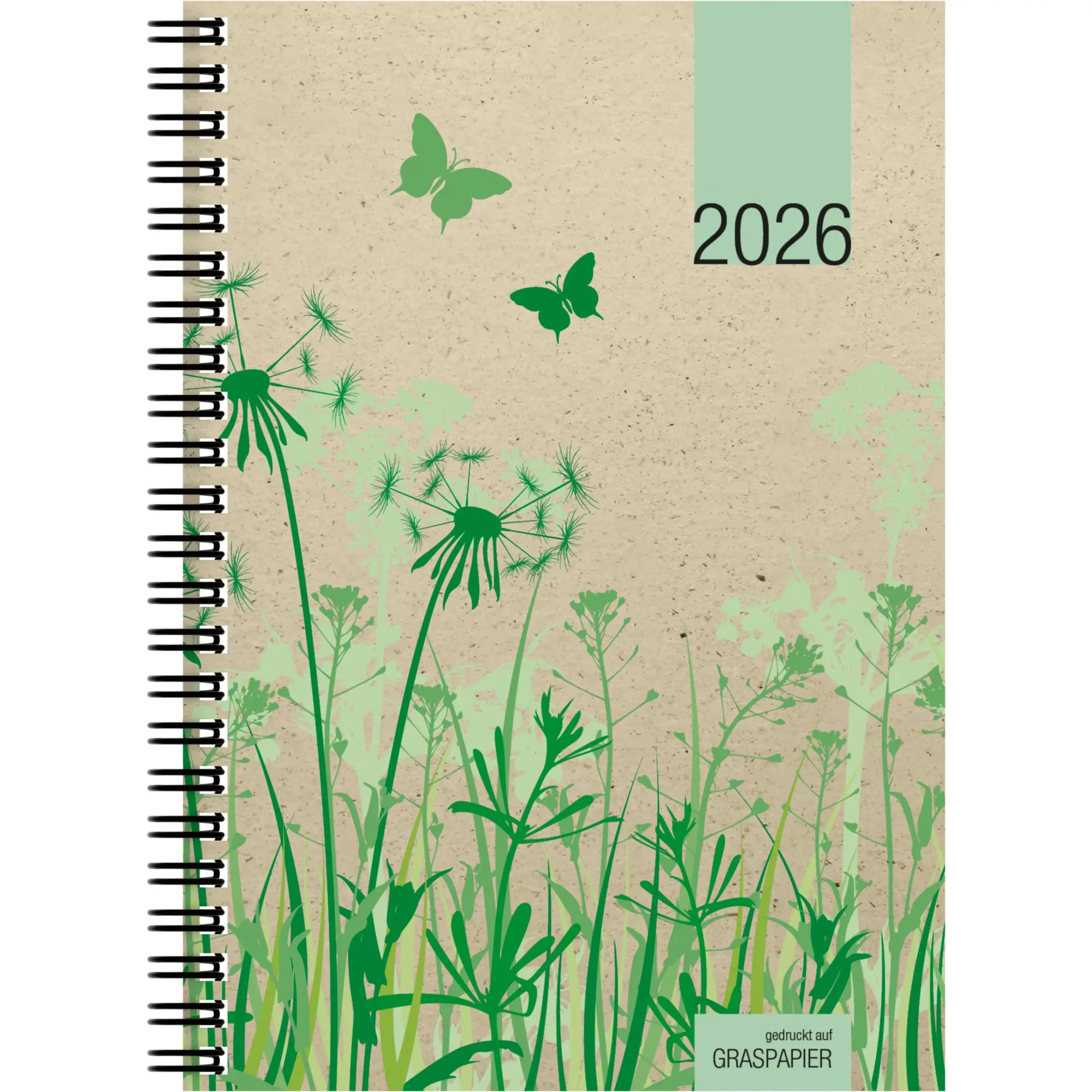 Cover: 4069095001084 | Wochenbuch Graspapier 2026 - 13,7x19,6 cm - 1 Woche auf 2 Seiten -...