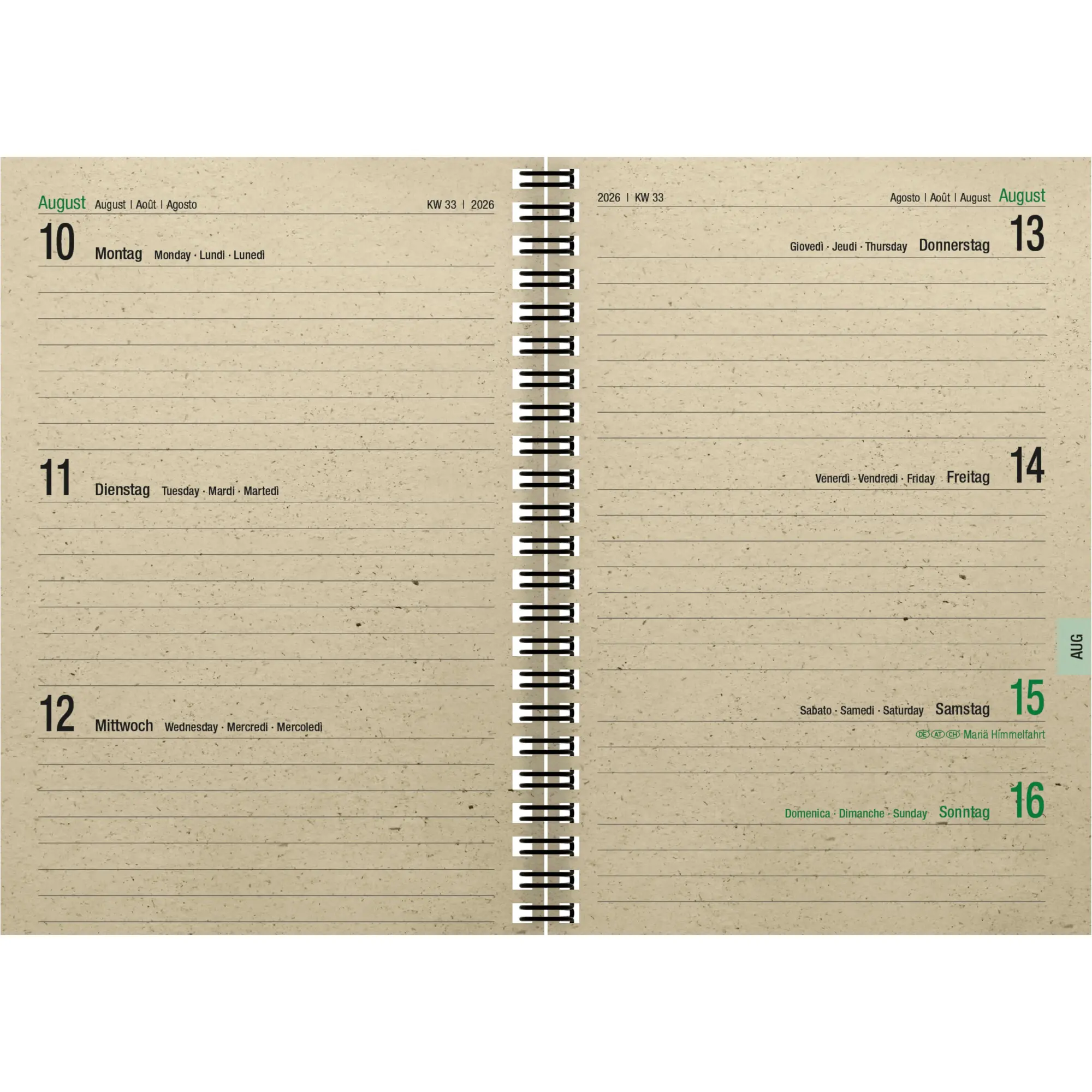 Bild: 4069095001084 | Wochenbuch Graspapier 2026 - 13,7x19,6 cm - 1 Woche auf 2 Seiten -...