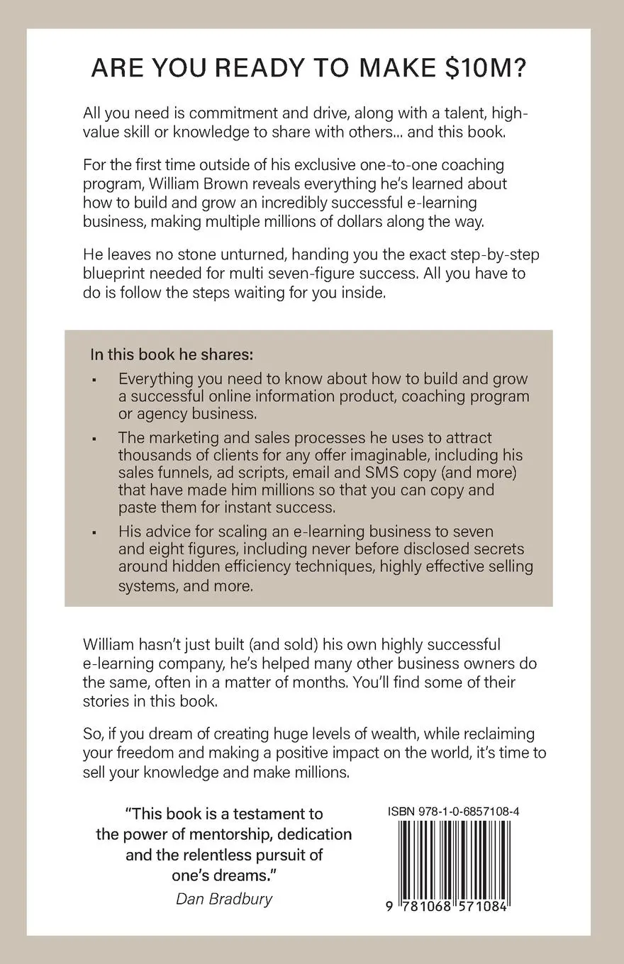 Rückseite: 9781068571084 | How To | : $10M: Sell Your Knowledge And Make Millions | William Brown