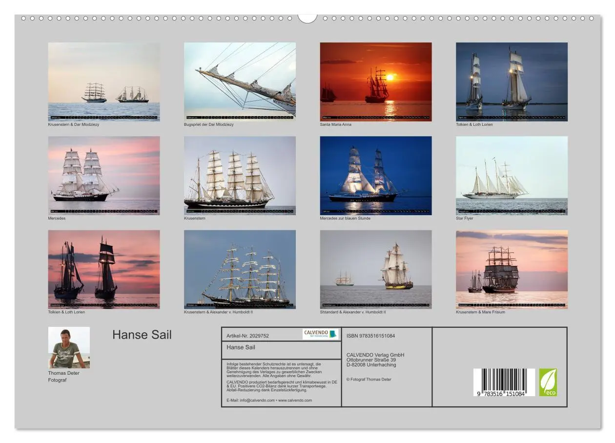 Bild: 9783516151084 | Hanse Sail (hochwertiger Premium Wandkalender 2026 DIN A2 quer),...