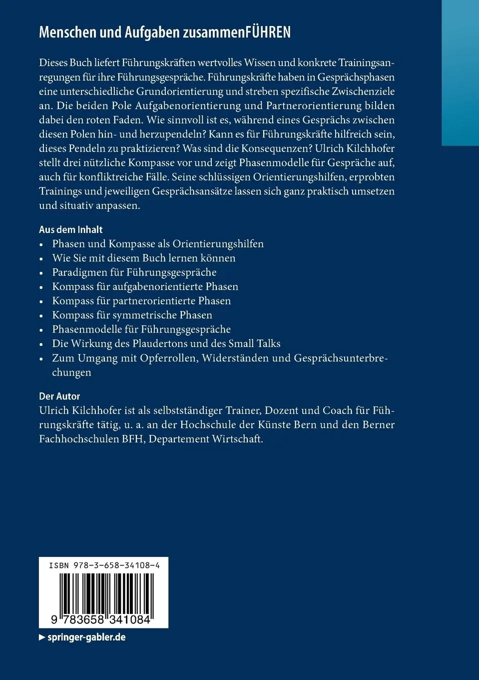 Rückseite: 9783658341084 | Menschen und Aufgaben zusammenFÜHREN | Ulrich Kilchhofer | Taschenbuch