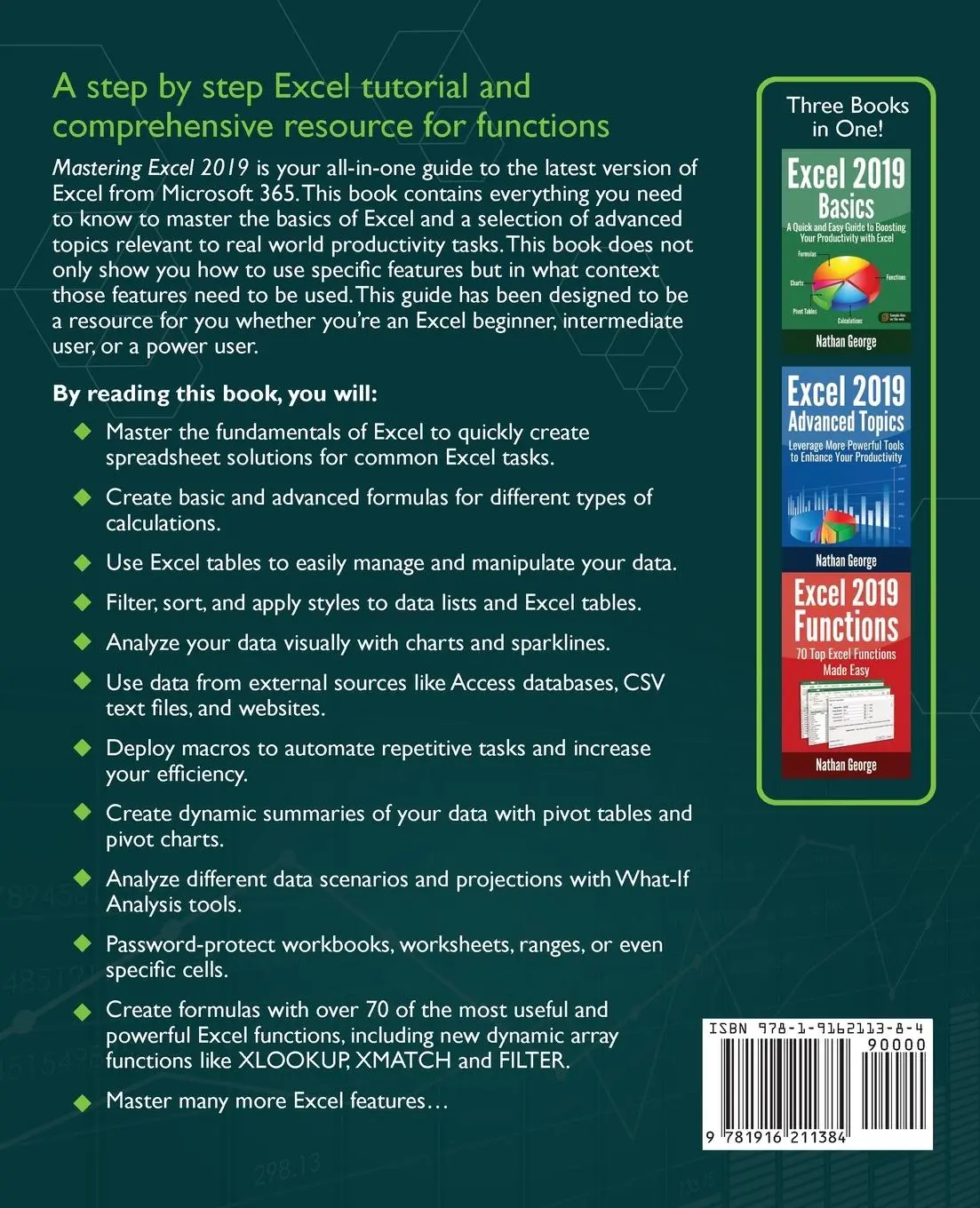 Rückseite: 9781916211384 | Mastering Excel 2019 | An All-in-One Tutorial Resource | Nathan George