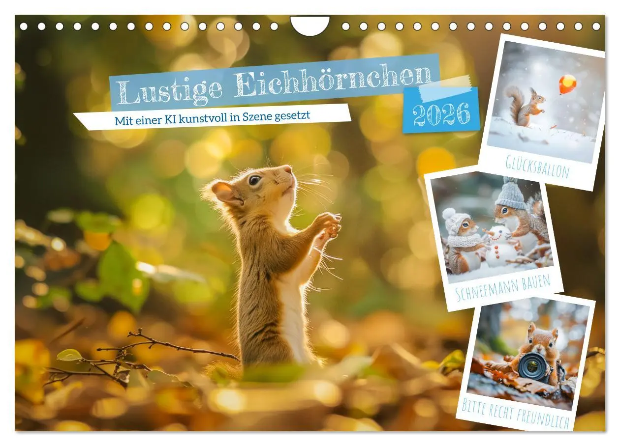 Cover: 9783457331484 | Lustige Eichhörnchen (Wandkalender 2026 DIN A4 quer), CALVENDO...