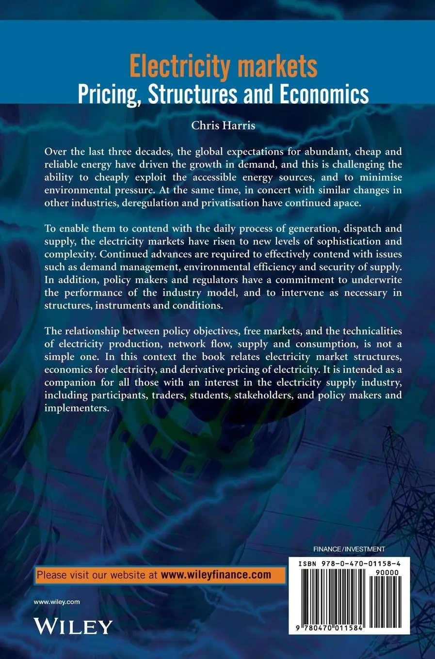 Rückseite: 9780470011584 | Electricity Markets | Pricing, Structures and Economics | Chris Harris