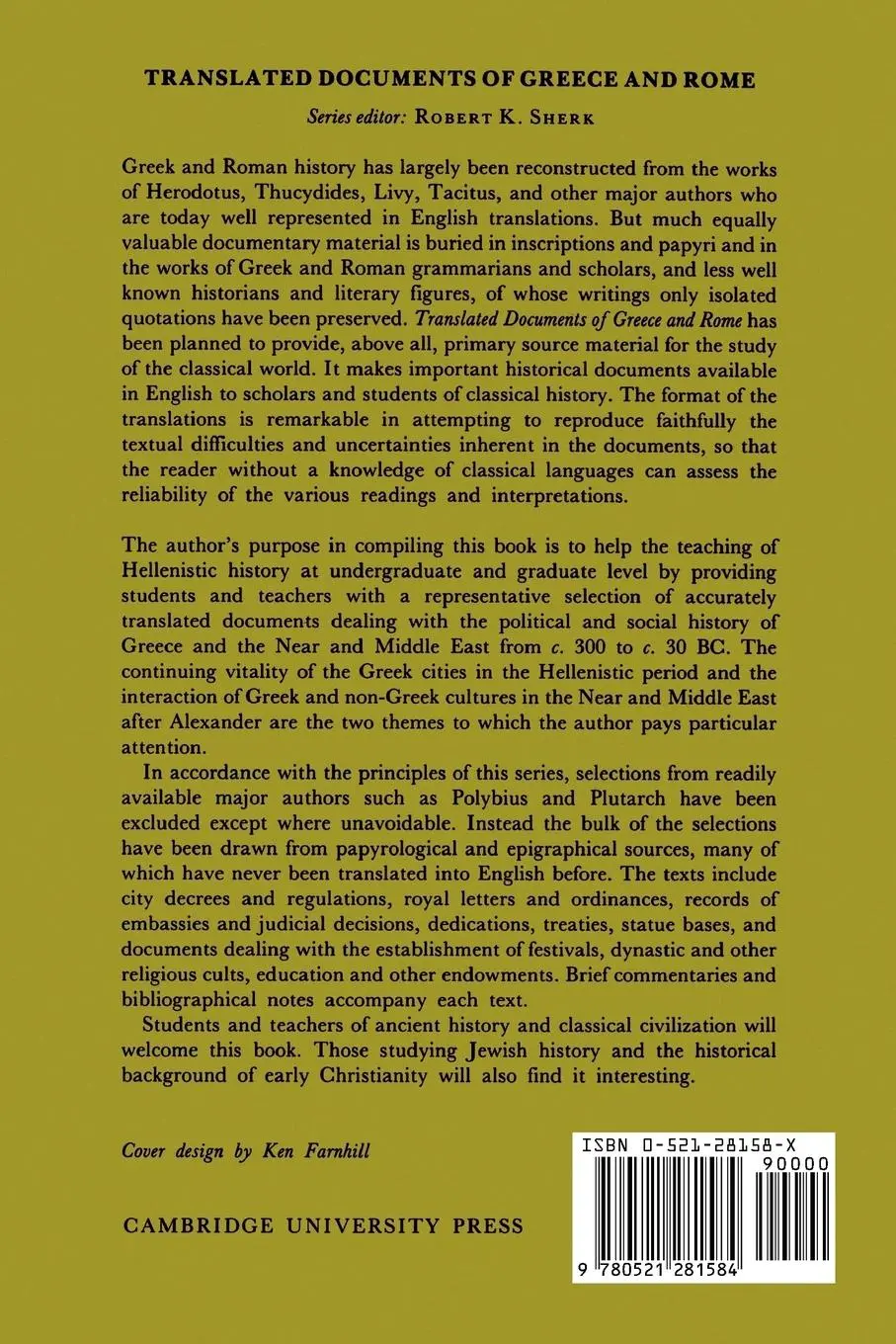 Rückseite: 9780521281584 | The Hellenistic Age from the Battle of Ipsos to the Death of...