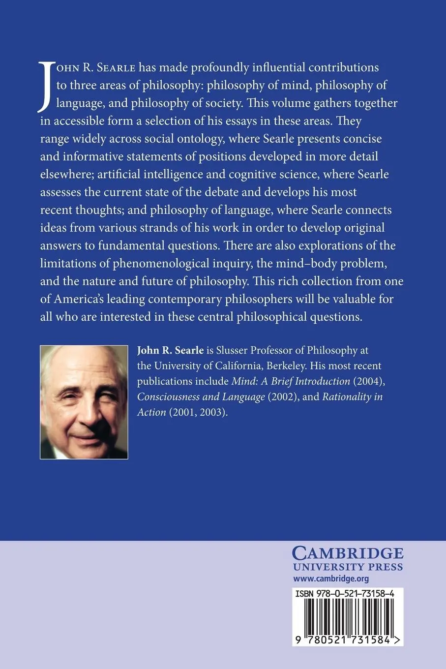 Rückseite: 9780521731584 | Philosophy in a New Century | Selected Essays | John R. Searle | Buch