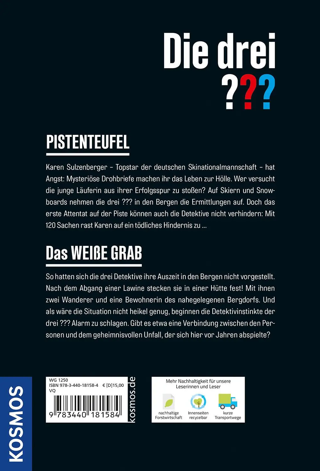 Rückseite: 9783440181584 | Die drei ??? Die weiße Gefahr | 2 Fälle in einem Band | Ben Nevis