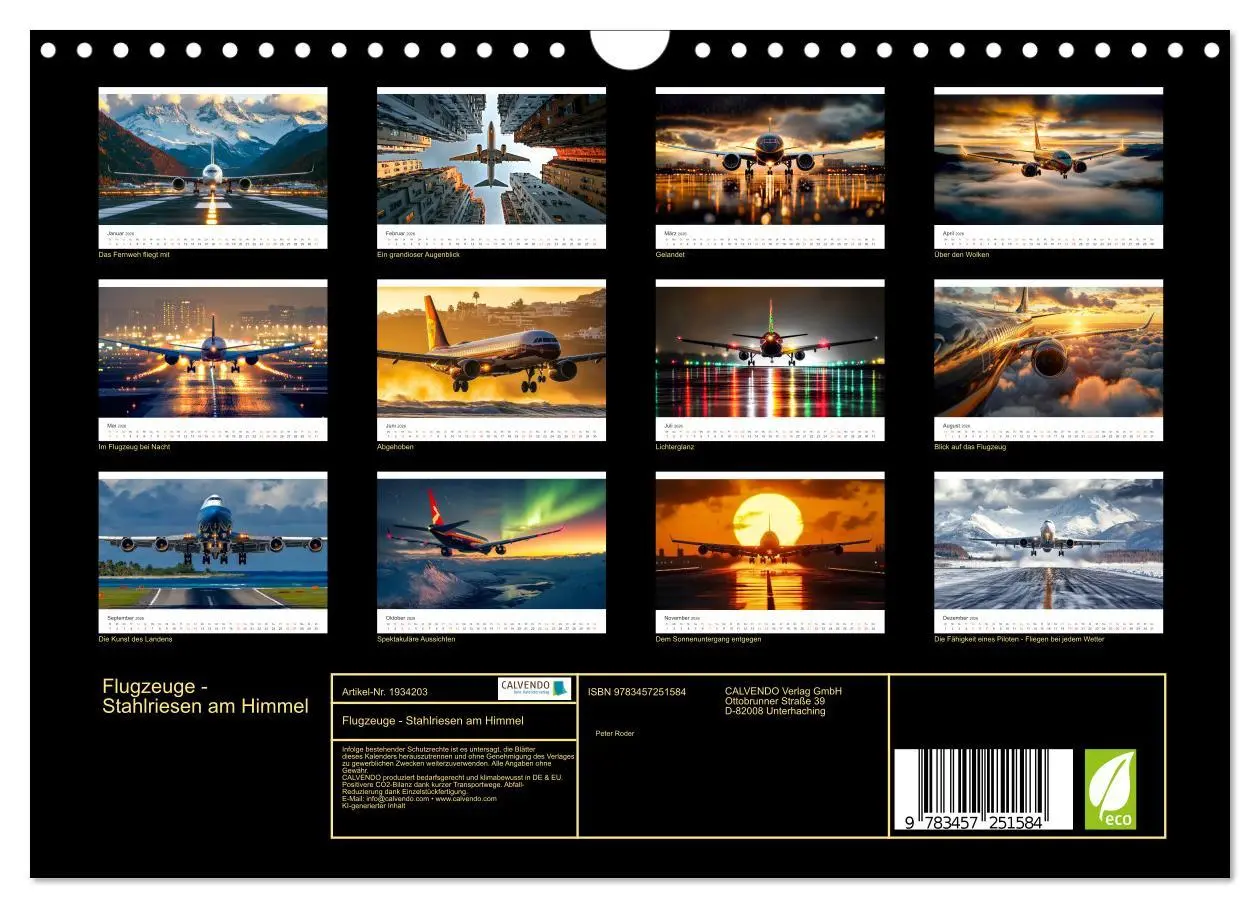 Bild: 9783457251584 | Flugzeuge - Stahlriesen am Himmel (Wandkalender 2026 DIN A4 quer),...