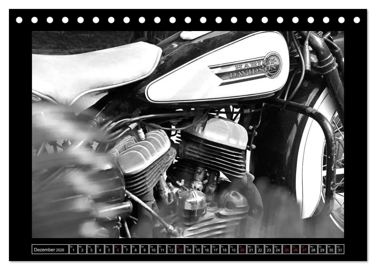 Bild: 9783457871584 | Harley Davidson WLA 750 in Schwarzweiss (Tischkalender 2026 DIN A5...