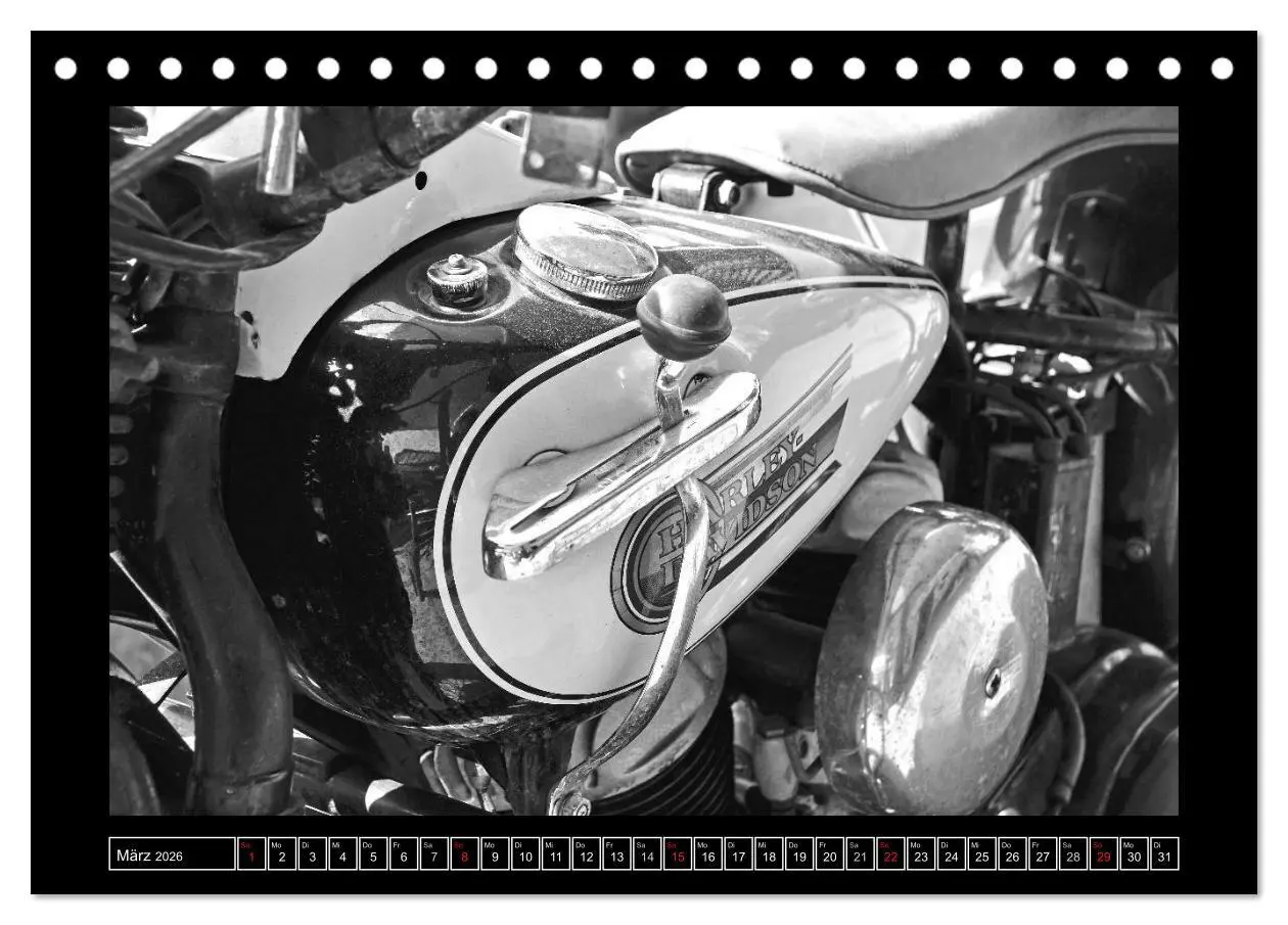 Bild: 9783457871584 | Harley Davidson WLA 750 in Schwarzweiss (Tischkalender 2026 DIN A5...