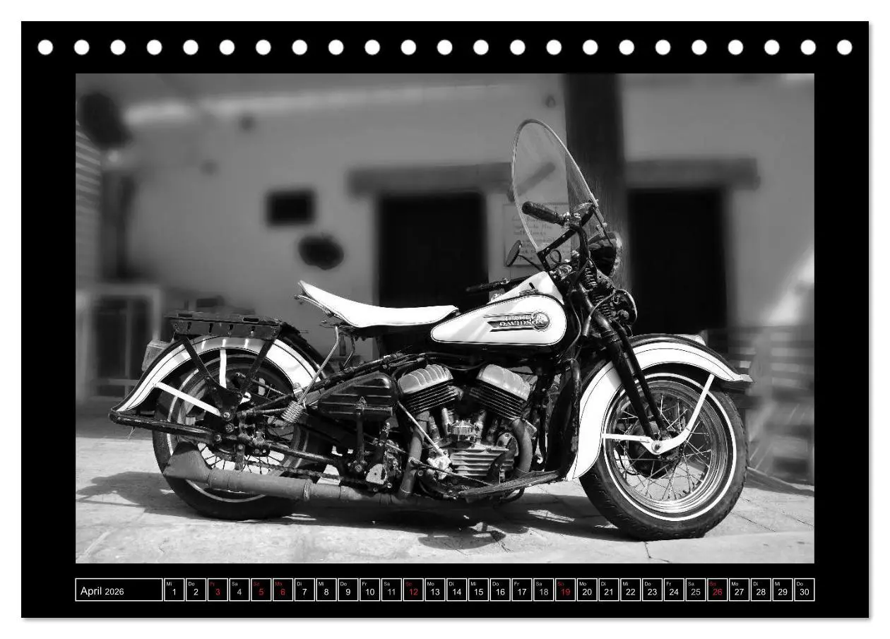 Bild: 9783457871584 | Harley Davidson WLA 750 in Schwarzweiss (Tischkalender 2026 DIN A5...