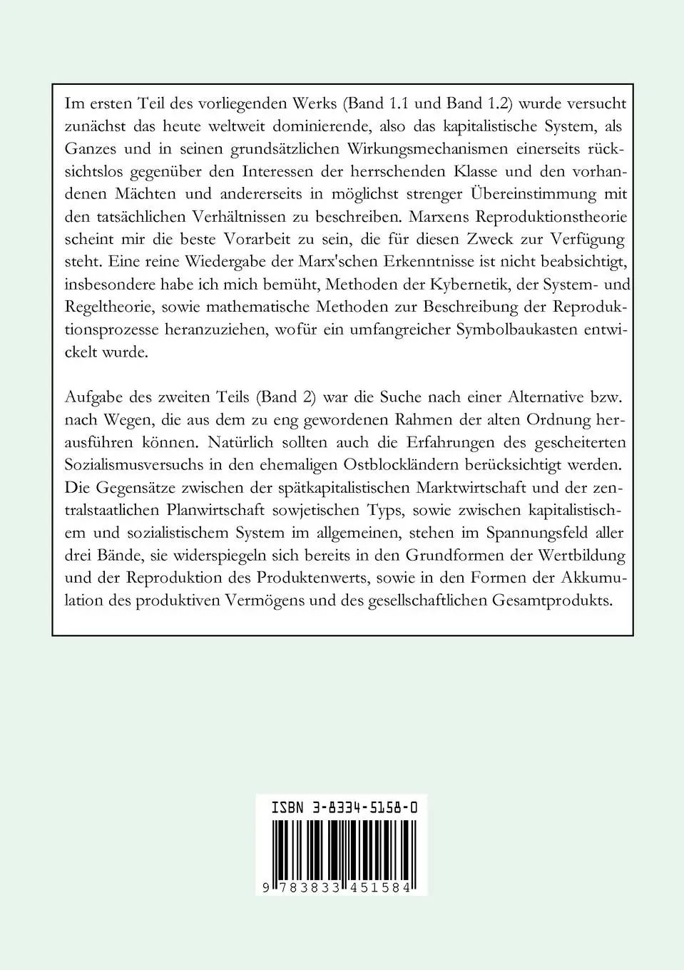 Rückseite: 9783833451584 | Das kapitalistische System, Band 1.2 | Wolfgang Hoss | Taschenbuch