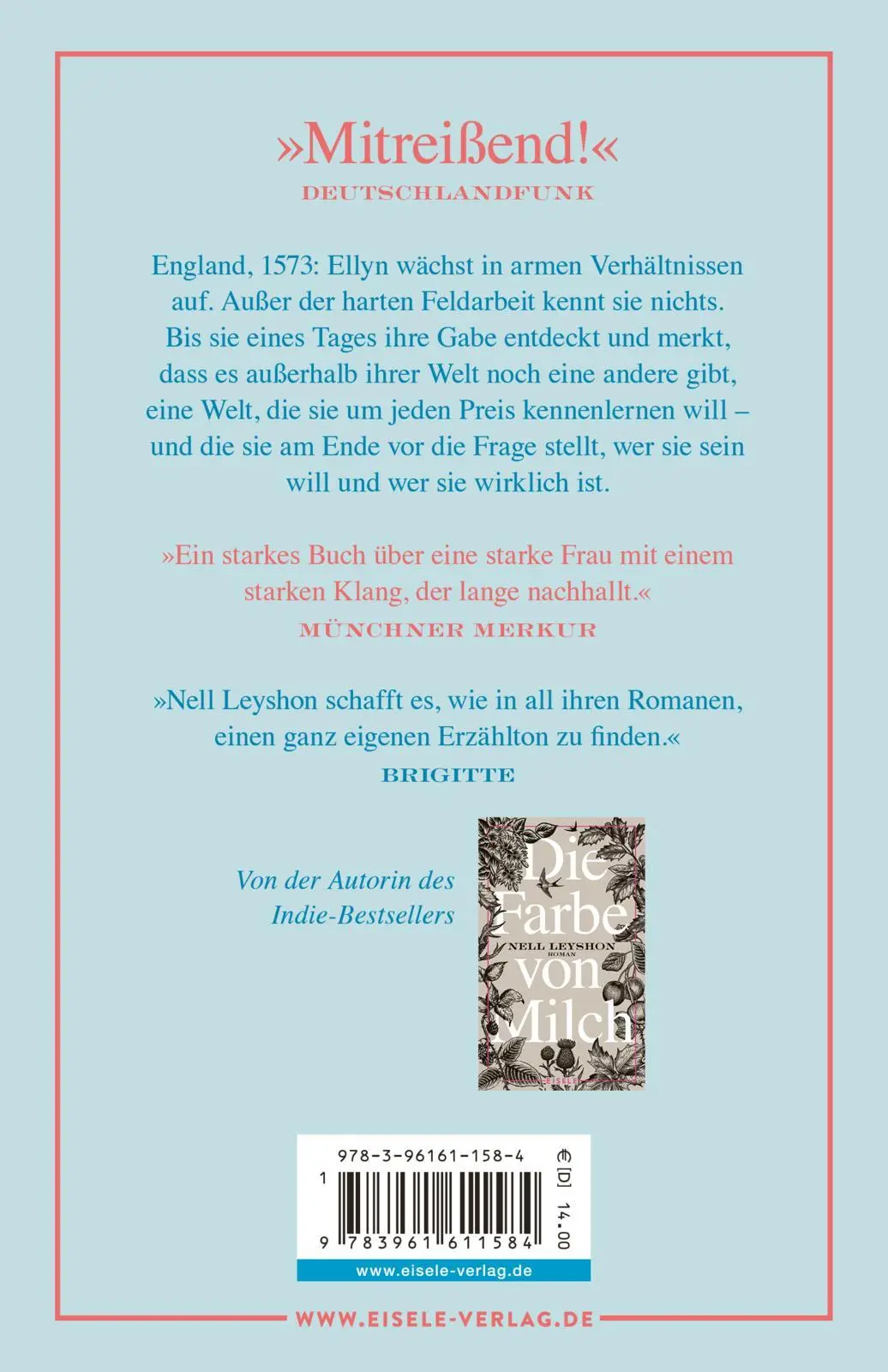 Rückseite: 9783961611584 | Ich, Ellyn | Nell Leyshon | Taschenbuch | 224 S. | Deutsch | 2023