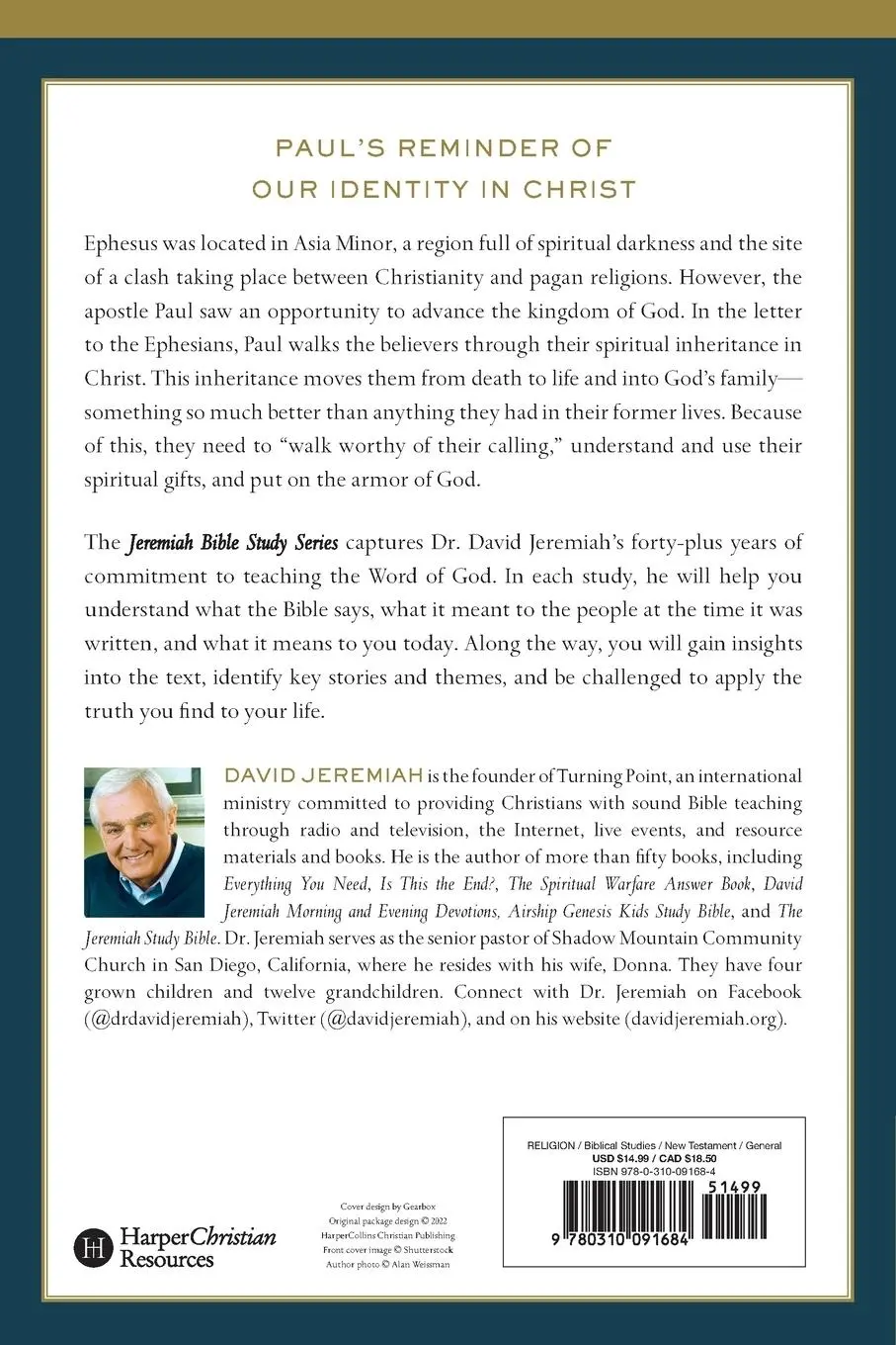 Rückseite: 9780310091684 | Ephesians Softcover | David Jeremiah | Taschenbuch | Englisch | 2024