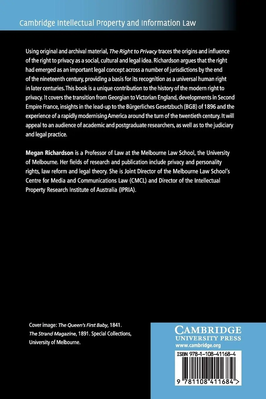 Rückseite: 9781108411684 | The Right to Privacy | Megan Richardson | Taschenbuch | Englisch