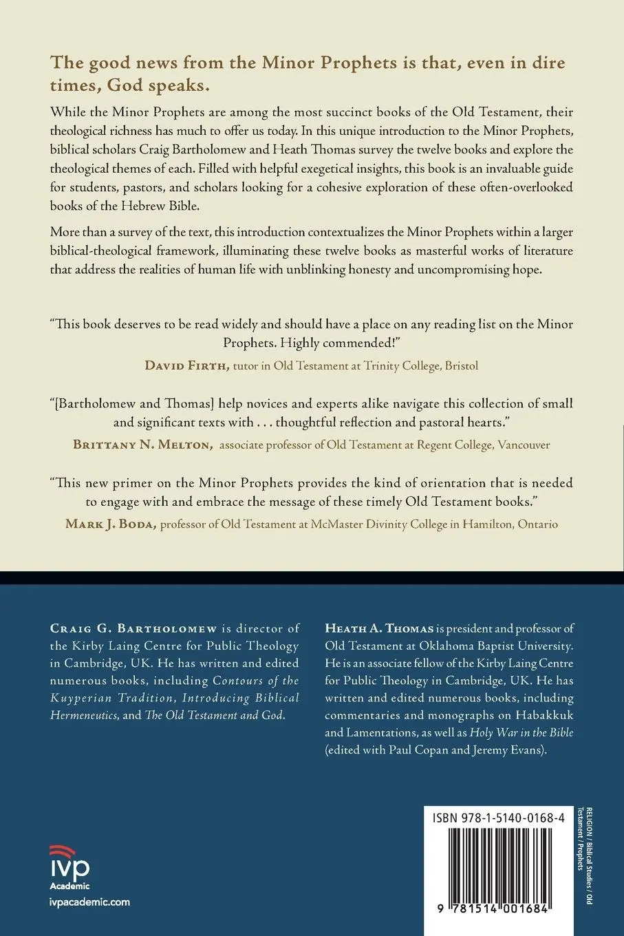 Rückseite: 9781514001684 | The Minor Prophets | A Theological Introduction | Bartholomew (u. a.)
