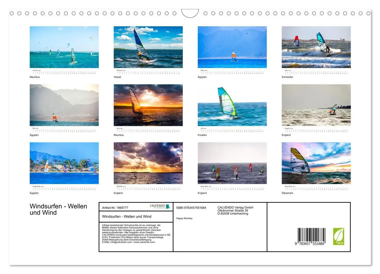 Bild: 9783457551684 | Windsurfen - Wellen und Wind (Wandkalender 2026 DIN A3 quer),...