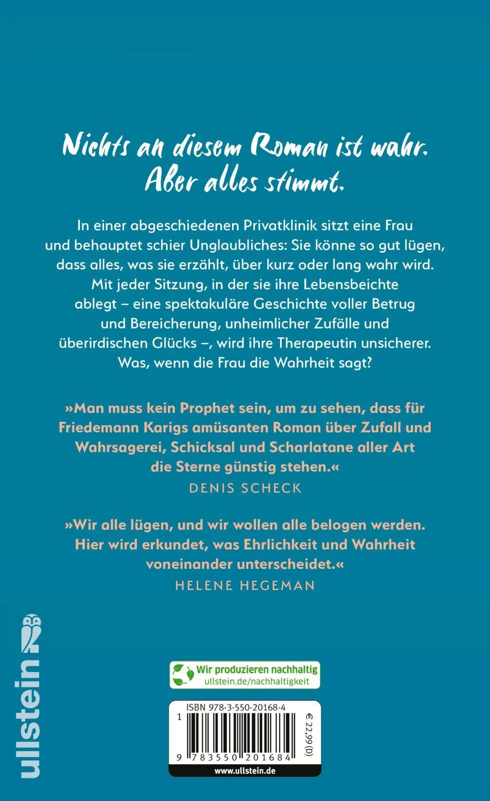 Rückseite: 9783550201684 | Die Lügnerin | Roman Der neue Roman des Bestseller-Autors | Karig