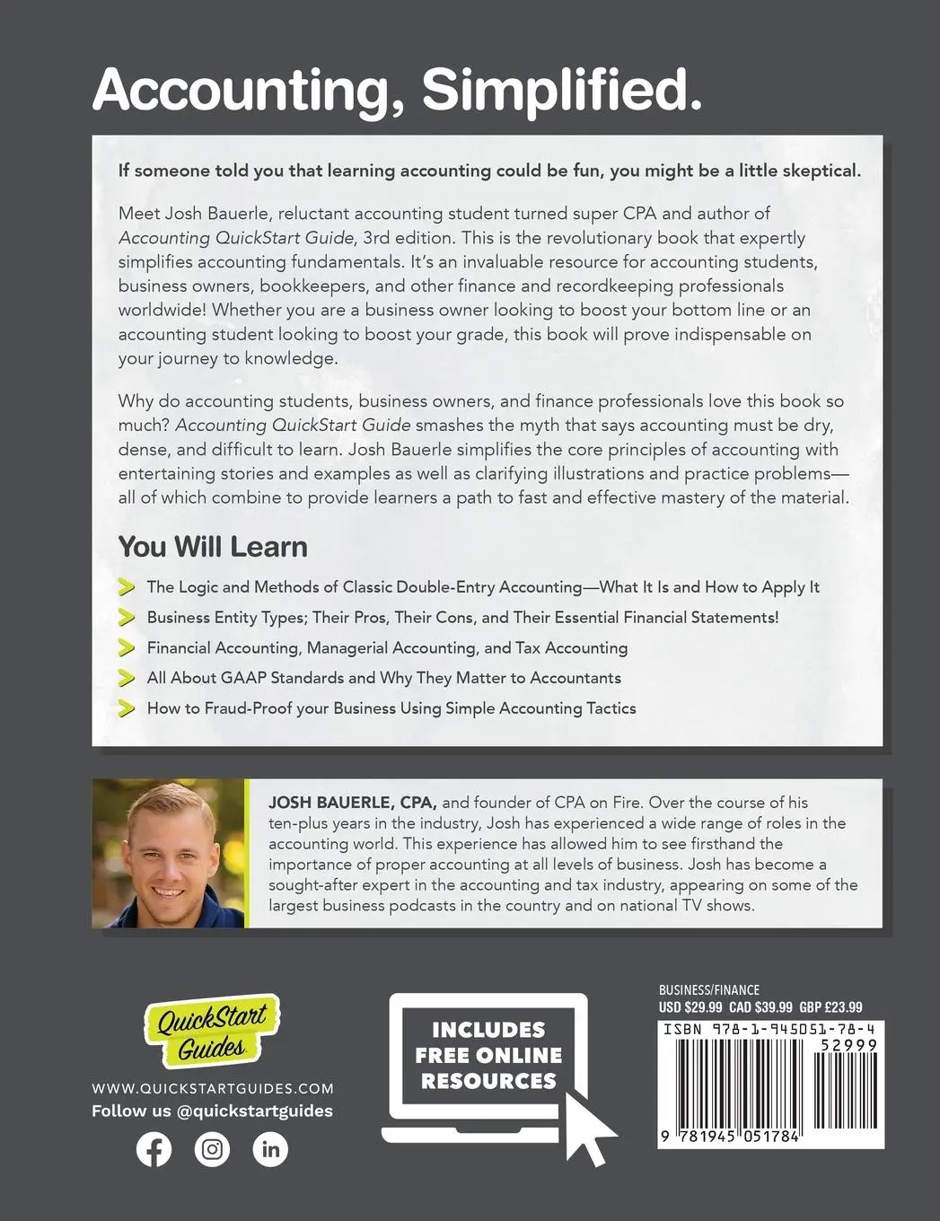 Rückseite: 9781945051784 | Accounting QuickStart Guide | Josh Bauerle Cpa | Buch | Englisch