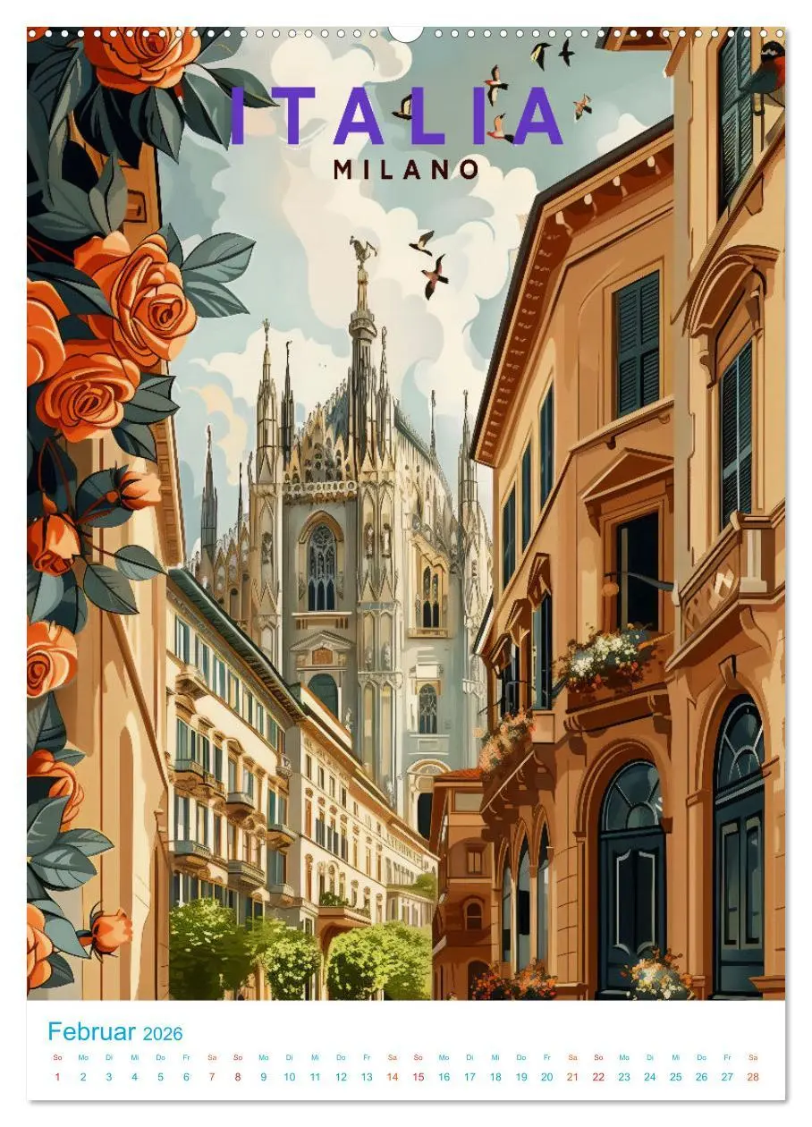 Bild: 9783457301784 | Norditalien - Old School Poster Style (Wandkalender 2026 DIN A2...