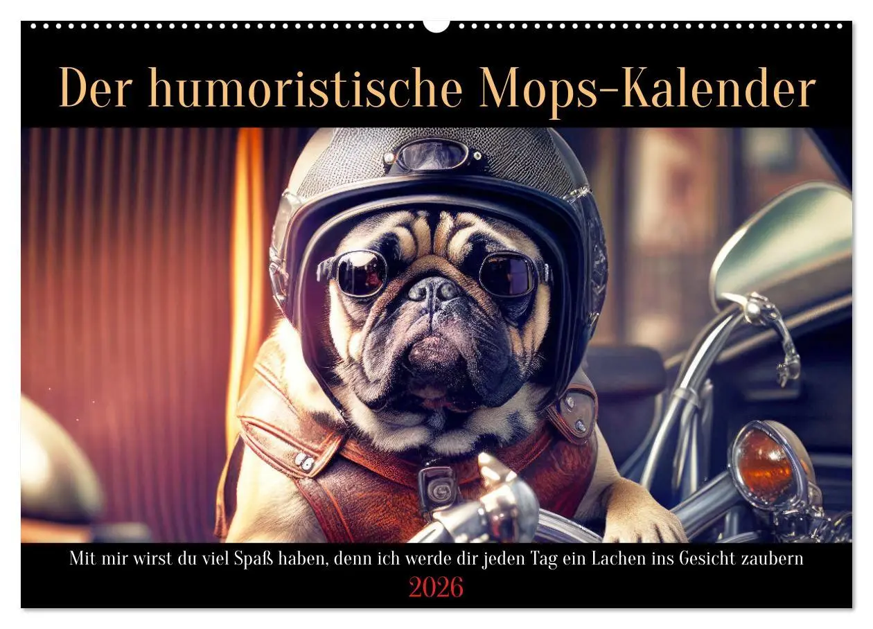Cover: 9783457541784 | Der humoristische Mops-Kalender (Wandkalender 2026 DIN A2 quer),...