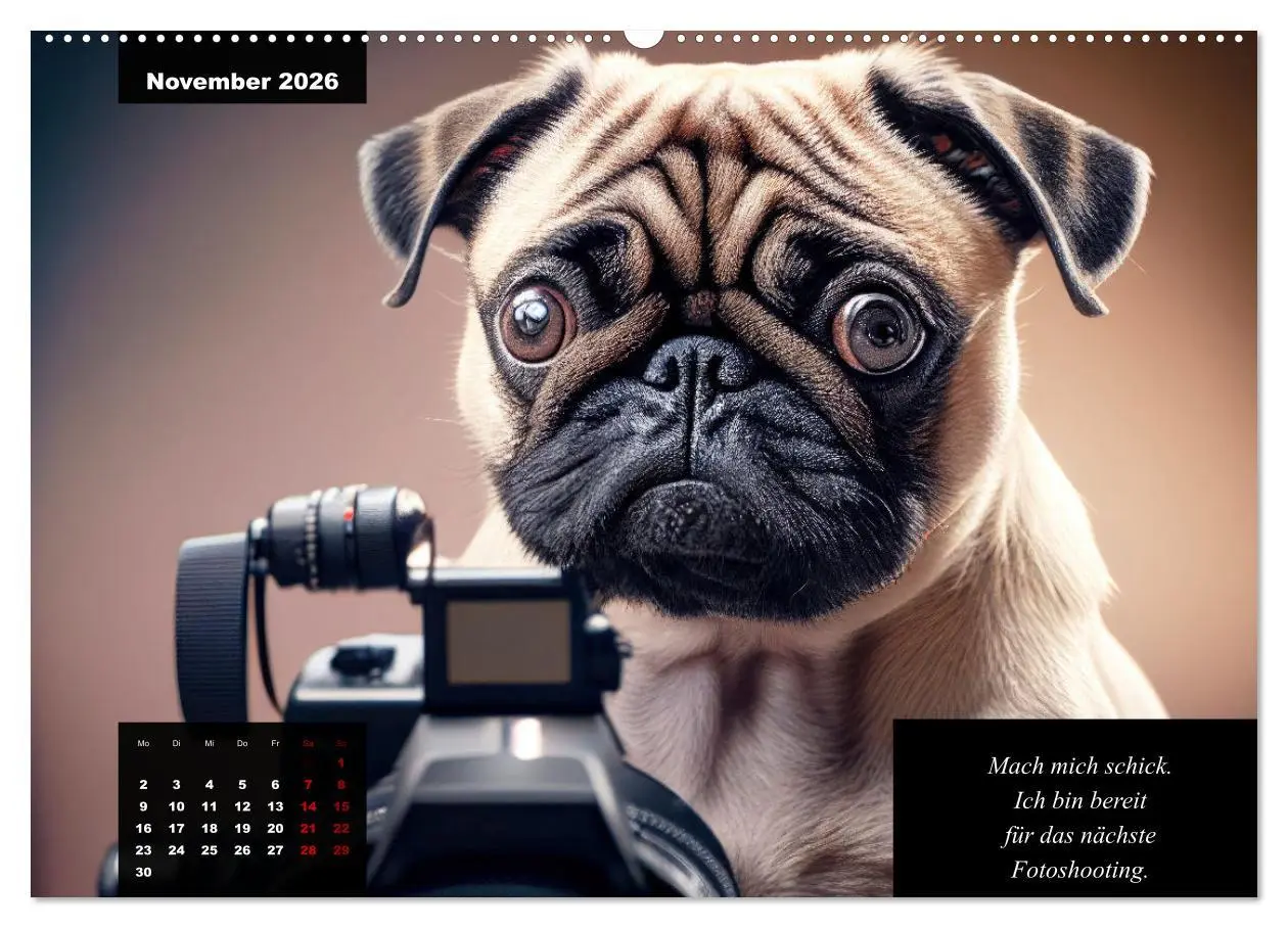 Bild: 9783457541784 | Der humoristische Mops-Kalender (Wandkalender 2026 DIN A2 quer),...