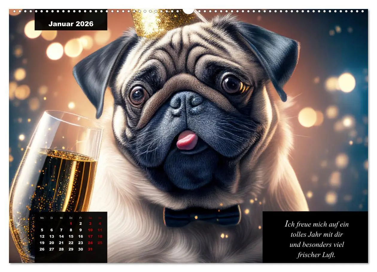 Bild: 9783457541784 | Der humoristische Mops-Kalender (Wandkalender 2026 DIN A2 quer),...
