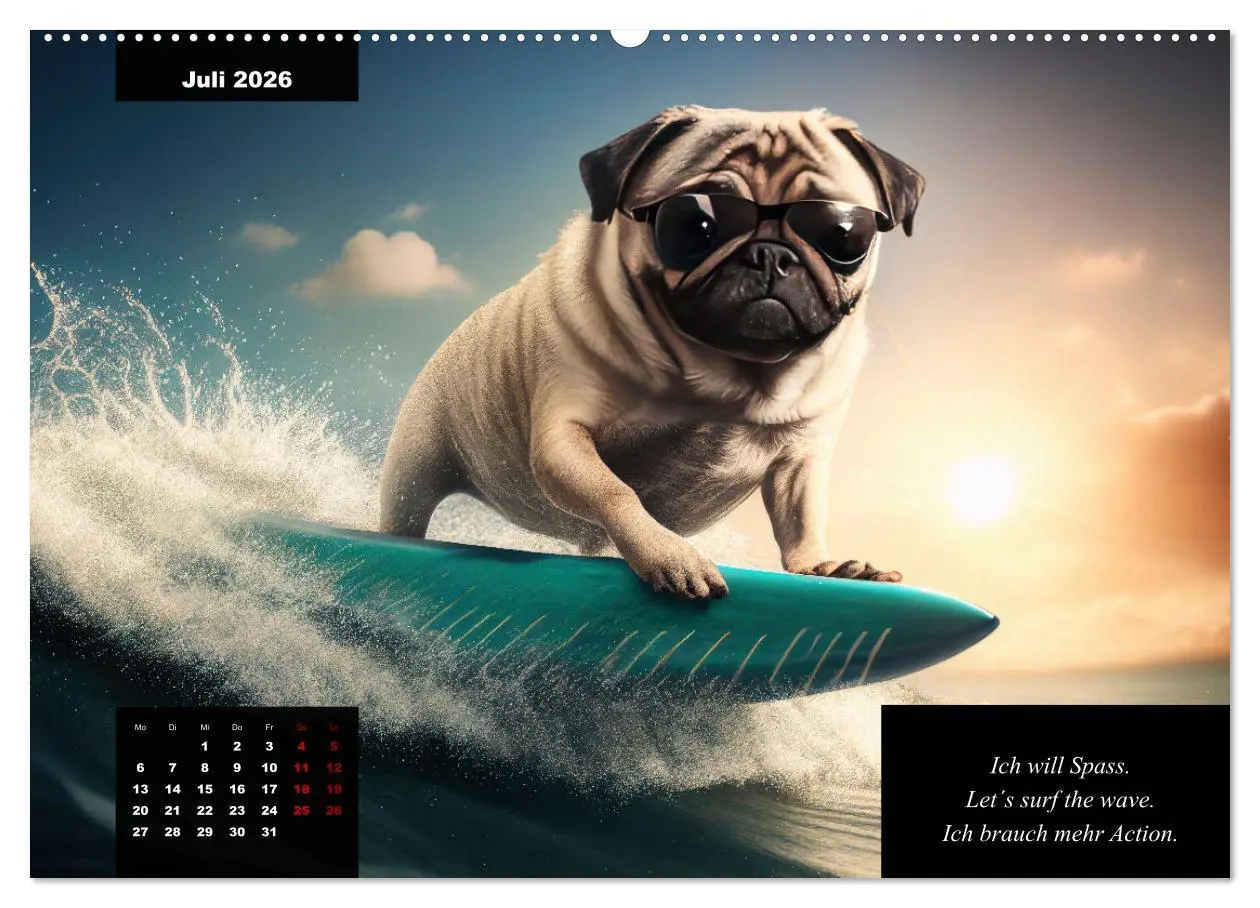Bild: 9783457541784 | Der humoristische Mops-Kalender (Wandkalender 2026 DIN A2 quer),...