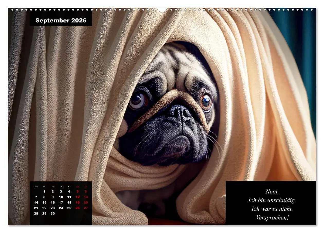 Bild: 9783457541784 | Der humoristische Mops-Kalender (Wandkalender 2026 DIN A2 quer),...