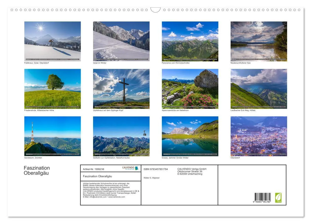 Bild: 9783457851784 | Faszination Oberallgäu (Wandkalender 2026 DIN A2 quer), CALVENDO...