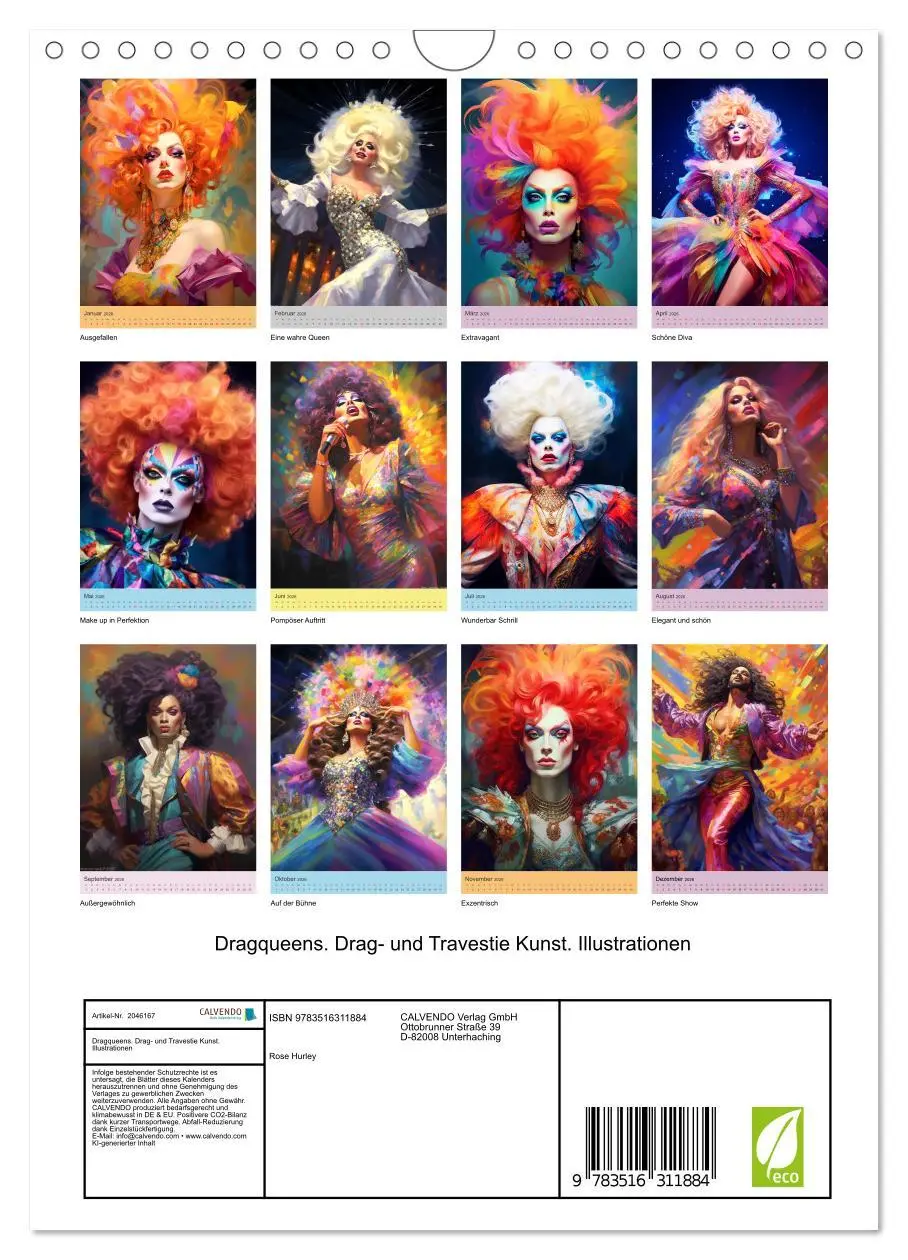 Bild: 9783516311884 | Dragqueens. Drag- und Travestie Kunst. Illustrationen (Wandkalender...