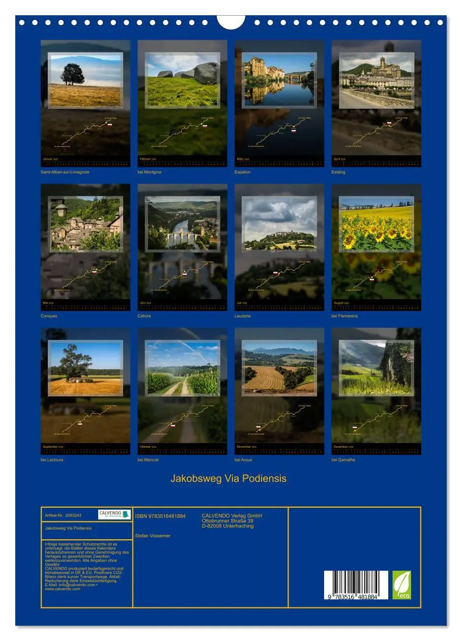 Bild: 9783516481884 | Jakobsweg Via Podiensis (Wandkalender 2026 DIN A3 hoch), CALVENDO...