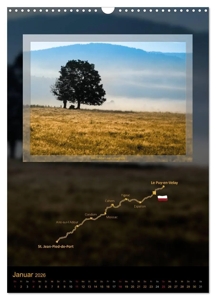 Bild: 9783516481884 | Jakobsweg Via Podiensis (Wandkalender 2026 DIN A3 hoch), CALVENDO...