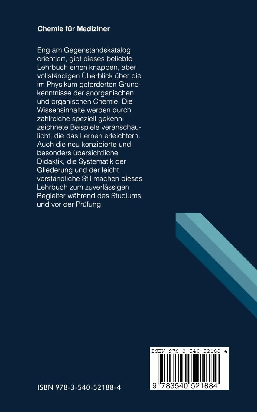 Rückseite: 9783540521884 | Chemie für Mediziner | Helmut A. Klein (u. a.) | Taschenbuch | xv