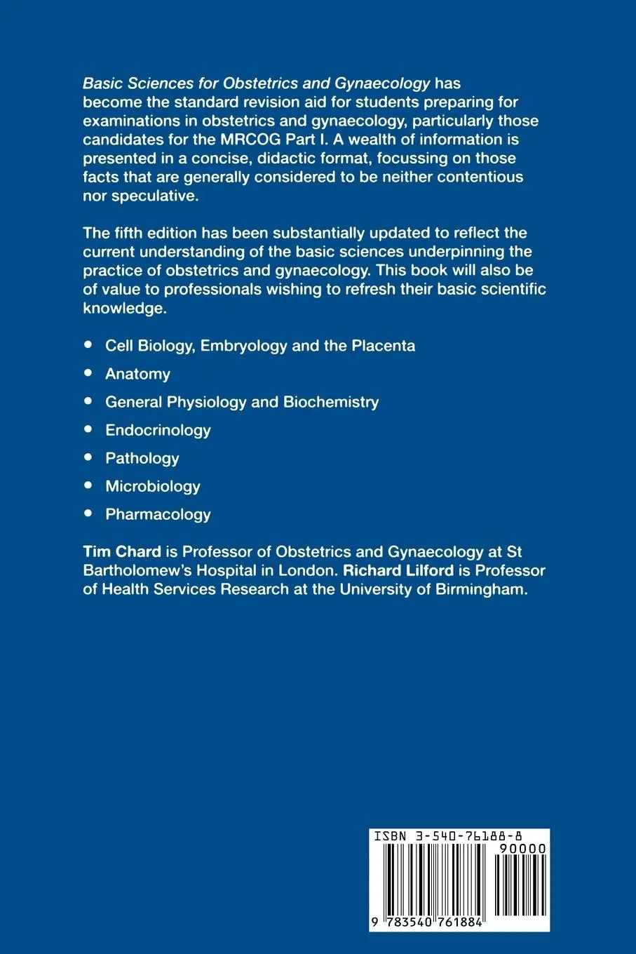 Rückseite: 9783540761884 | Basic Sciences for Obstetrics and Gynaecology | Tim Chard (u. a.) | ix