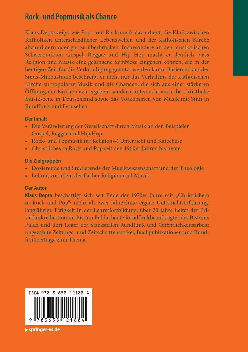 Rückseite: 9783658121884 | Rock- und Popmusik als Chance | Impulse für die praktische Theologie