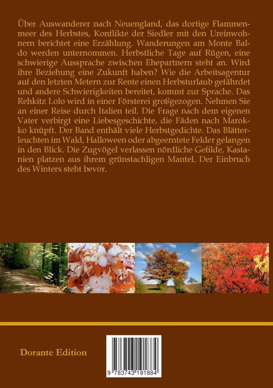 Rückseite: 9783743191884 | Helle Herbstlichter | Erzählungen und Gedichte | Peter Frank (u. a.)