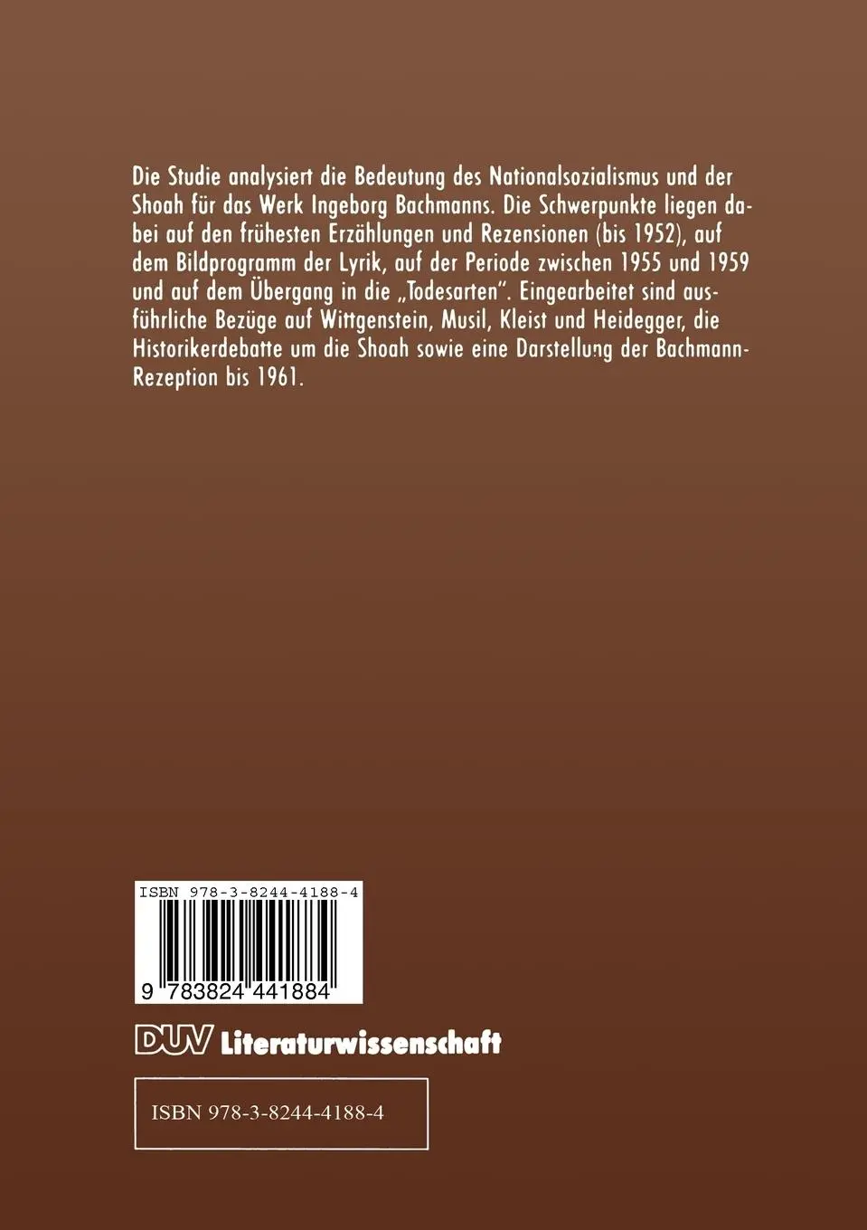 Rückseite: 9783824441884 | NS-Zeit und literarische Gegenwart bei Ingeborg Bachmann | Gehle