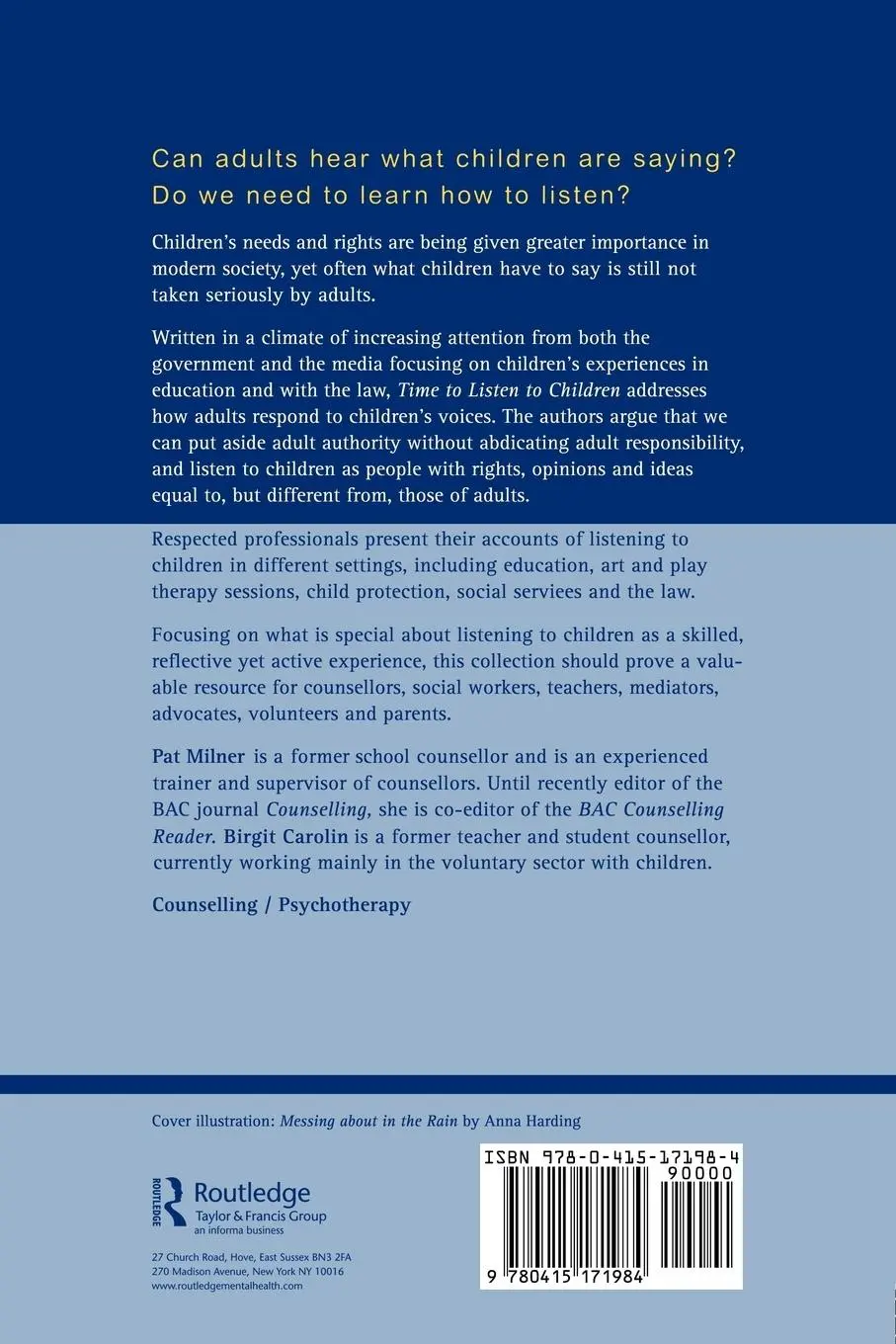 Rückseite: 9780415171984 | Time to Listen to Children | Personal and Professional Communication