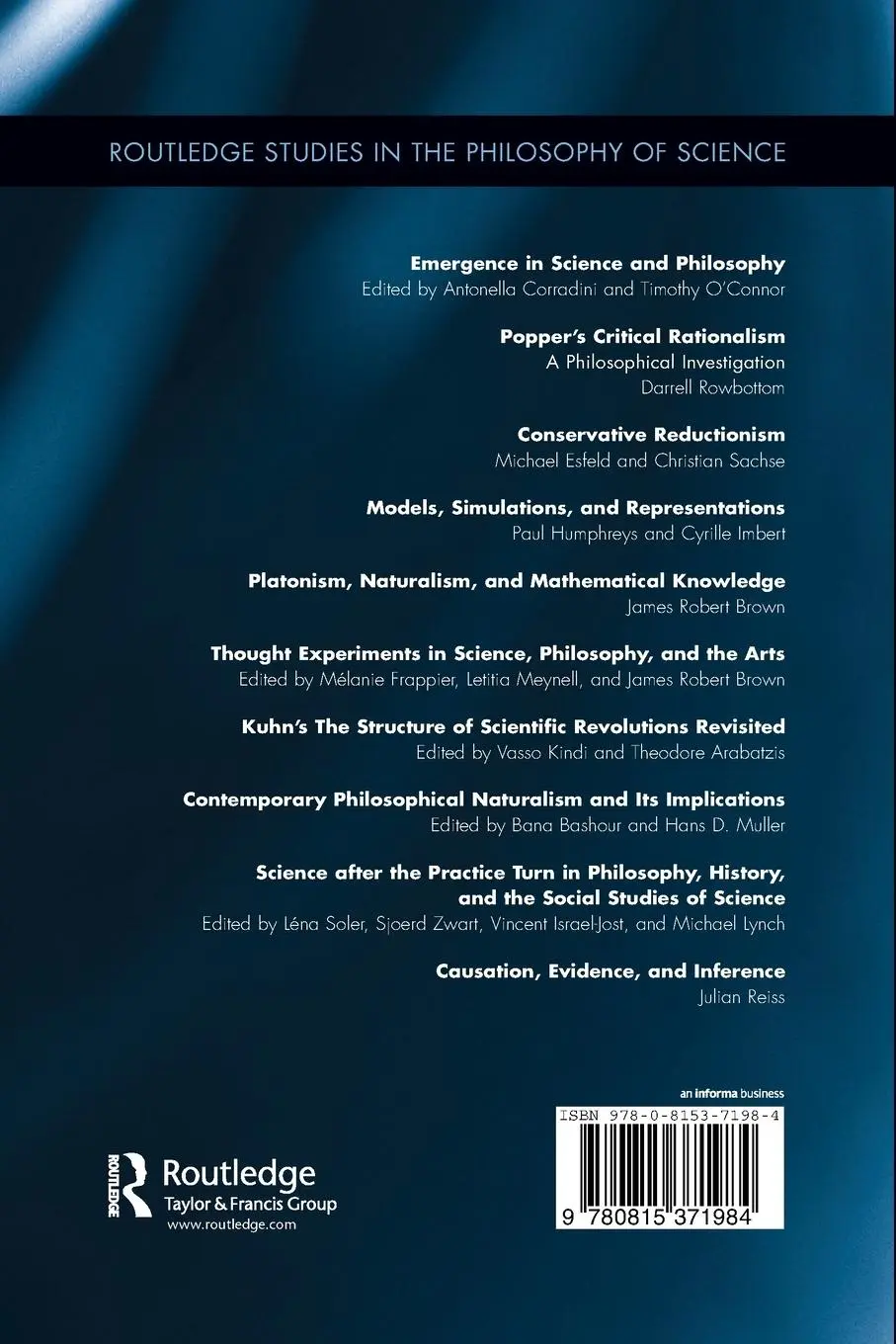Rückseite: 9780815371984 | Causation, Evidence, and Inference | Julian Reiss | Taschenbuch | 2017