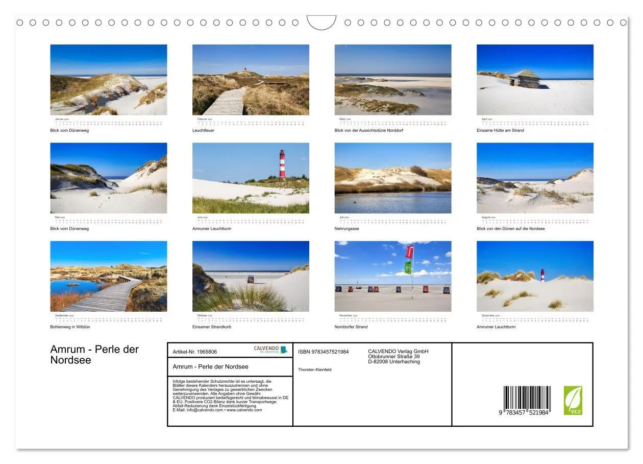 Bild: 9783457521984 | Amrum - Perle der Nordsee (Wandkalender 2026 DIN A3 quer), CALVENDO...