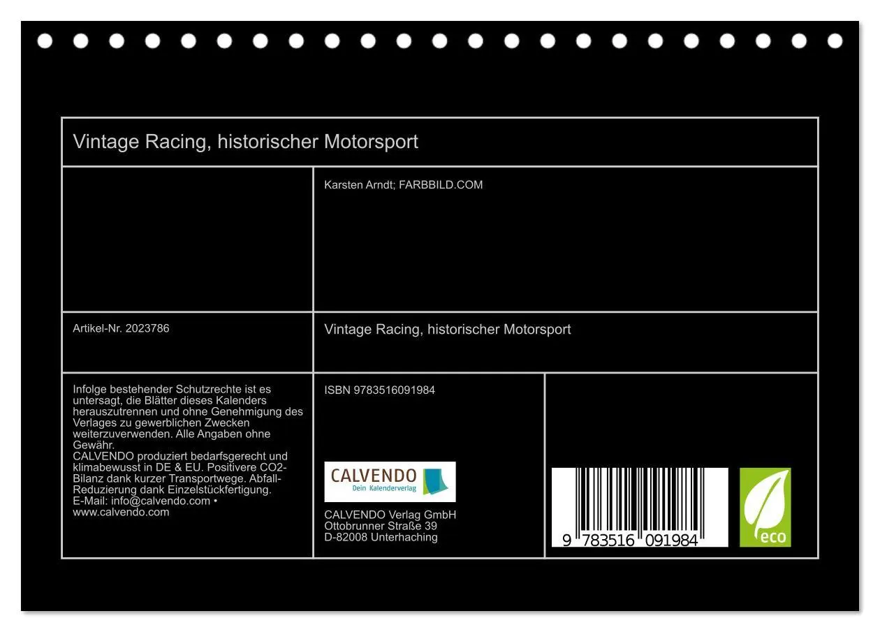 Bild: 9783516091984 | Vintage Racing, historischer Motorsport (Tischkalender 2026 DIN A5...